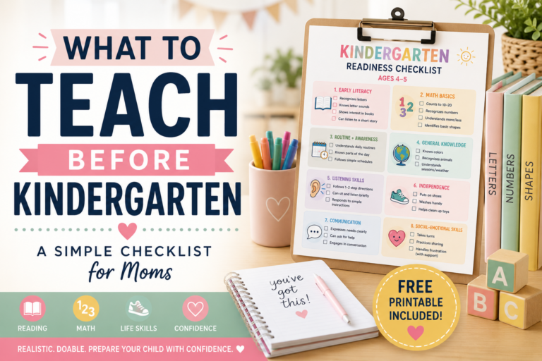 What to Teach Before Kindergarten (Simple Checklist for Moms) 🎒✨