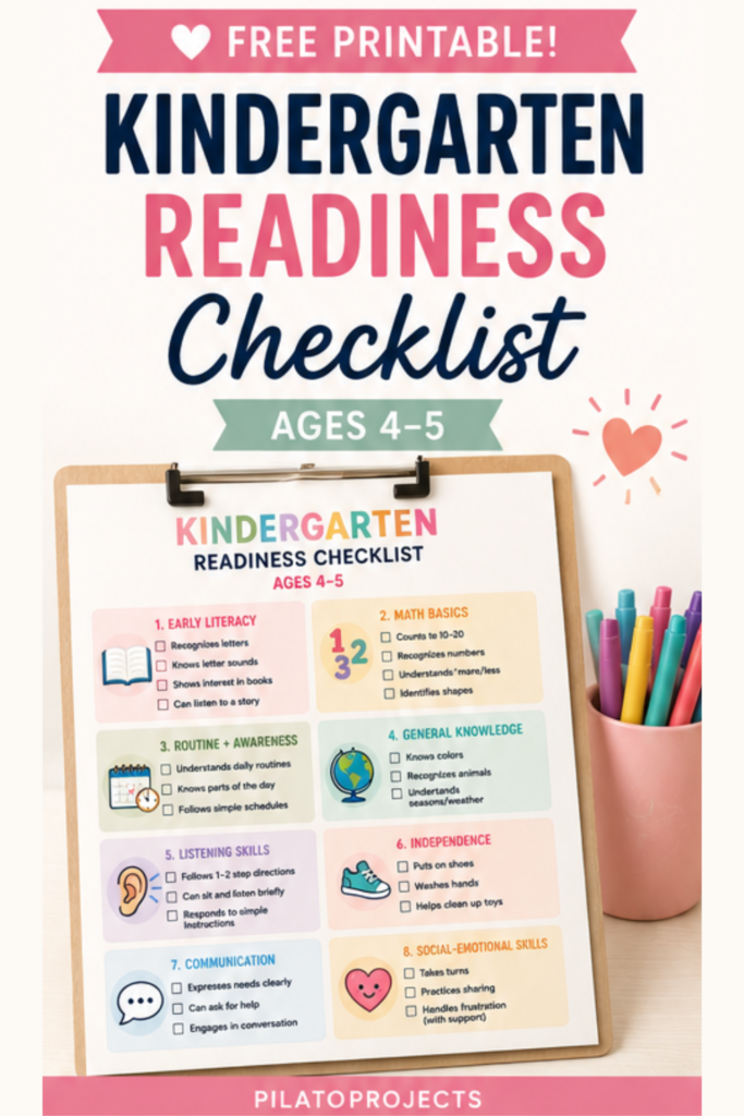 free printable kindergarten readiness checklist