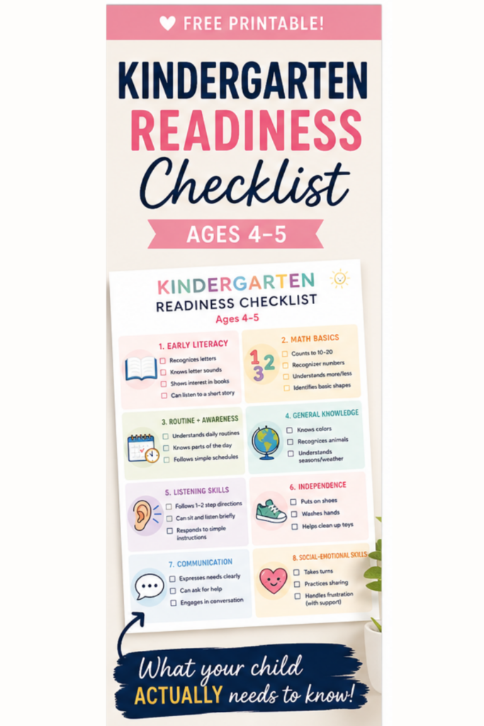 kindergarten readiness checklist